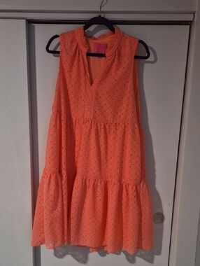 Lilly Pulitzer Coral Novella Eyelet Swing Dress